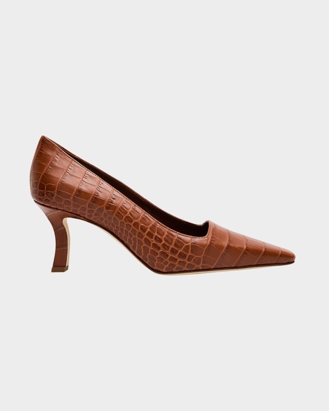 Moiralo Croc-Embossed Leather Pumps